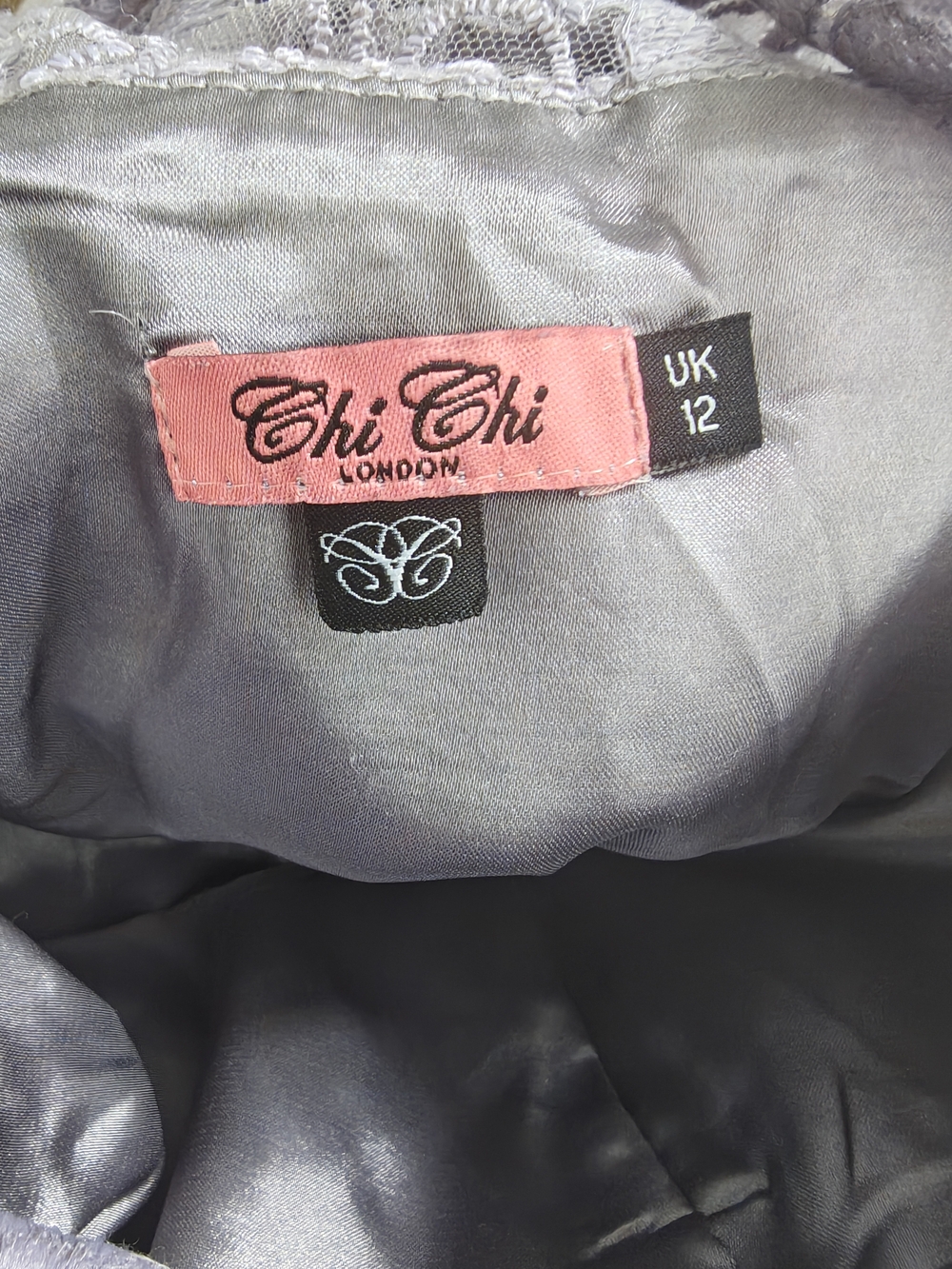 Chi Chi London Lavender Gray Dress Size UK 12
